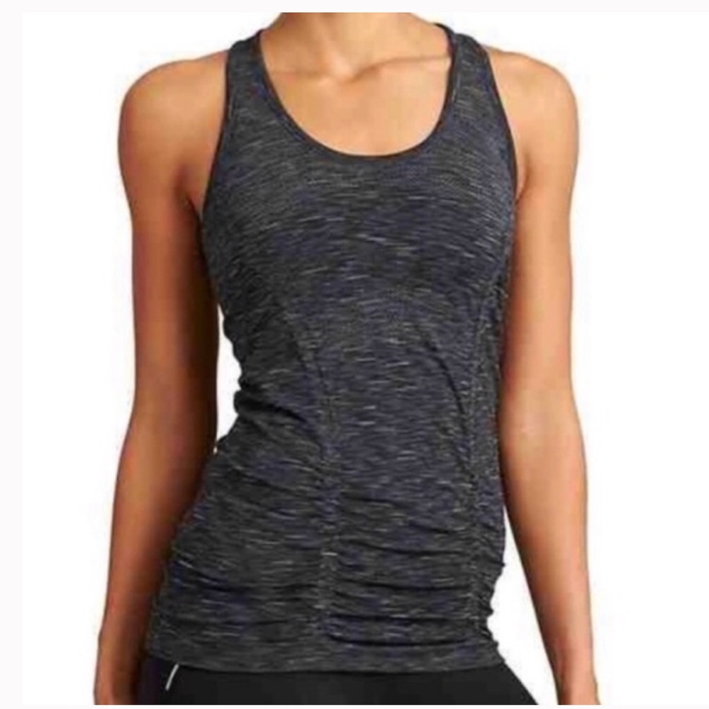 Athleta Fast Track Ruched Tank Top Racerback Dark Grey Running Small